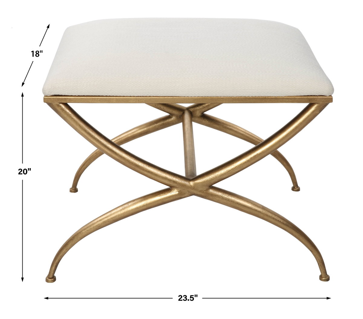 Crossing Small White Bench, Furniture by Uttermost, 23.5" width x 20" height x 18" depth View 3