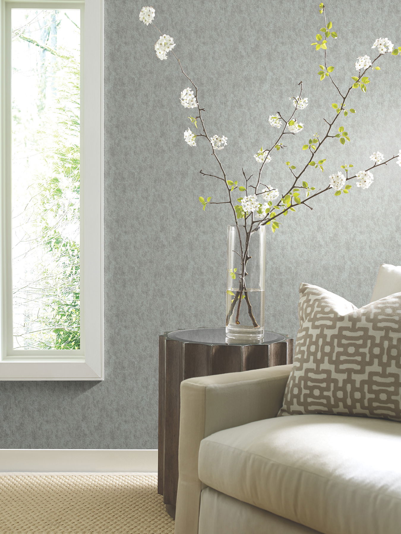 Shimmering Patina Spa & Silver Wallpaper large image 