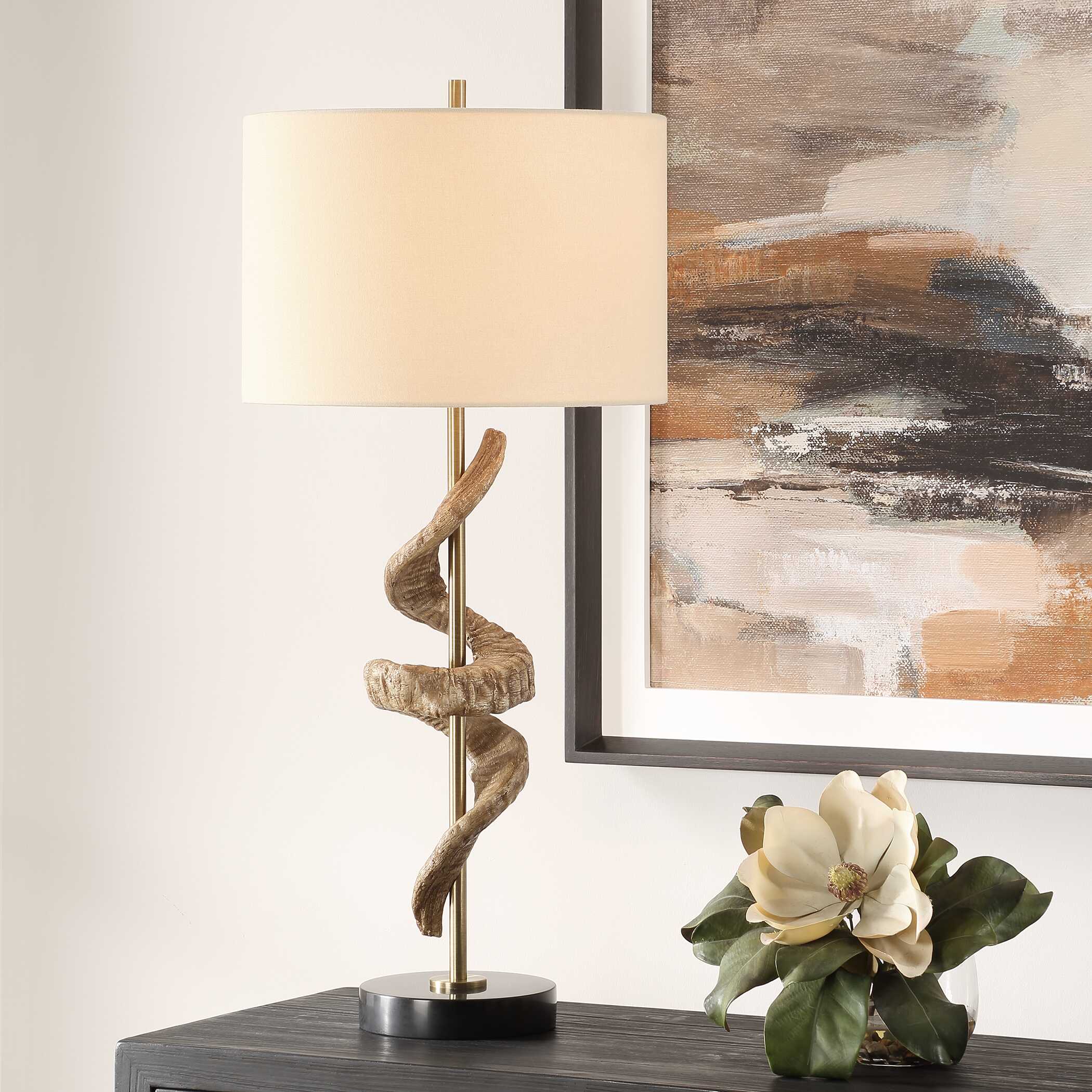 Rams Horn Table Lamp, by Uttermost, 15" width x 33.5" height x 15" depth View 2