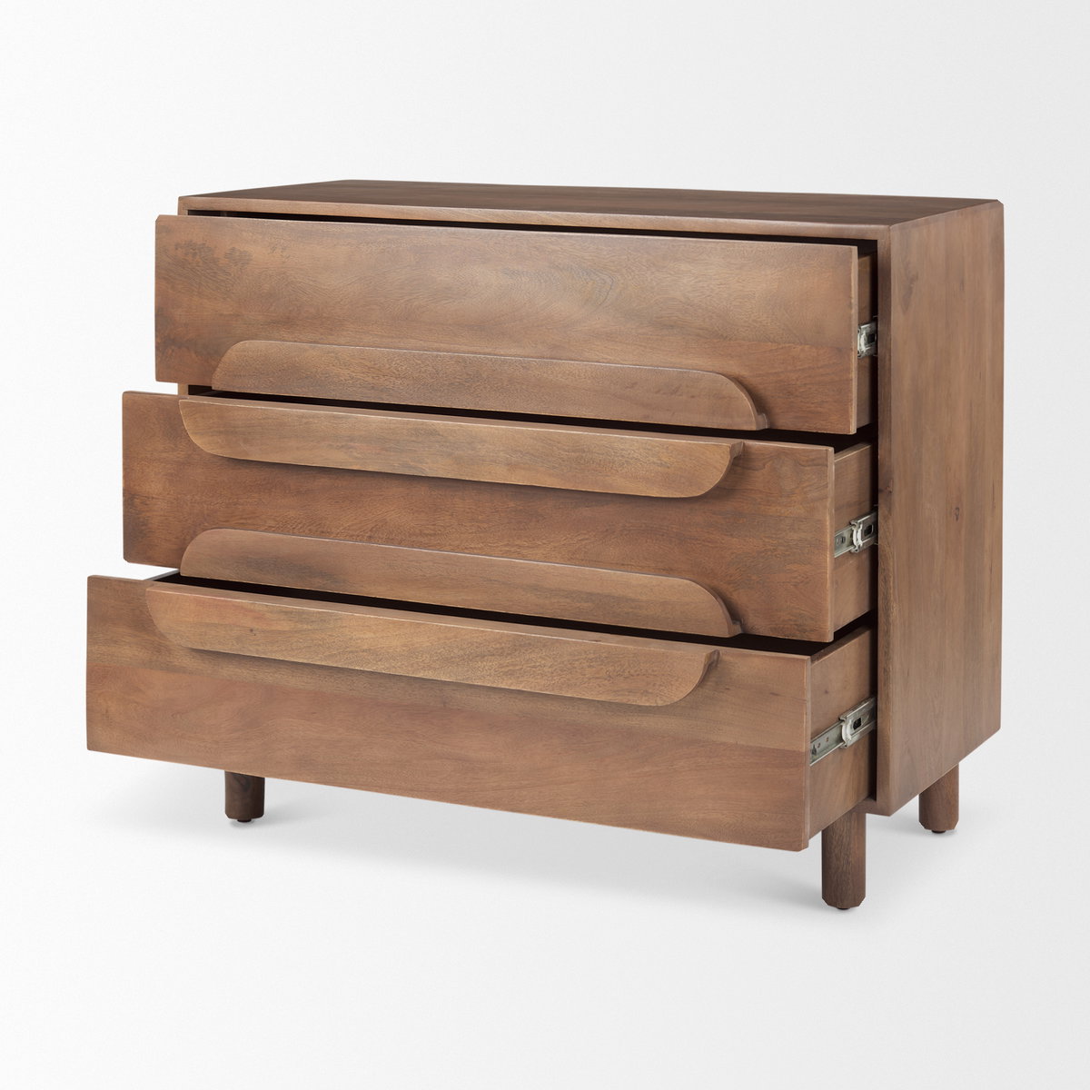 Astrid  36L x 17W x 30.3H Medium Brown Solid Wood 3 Drawer Cabinet, Cabinets & Chest by Mercana, 36" length x 17" width x 30.25" height View 9