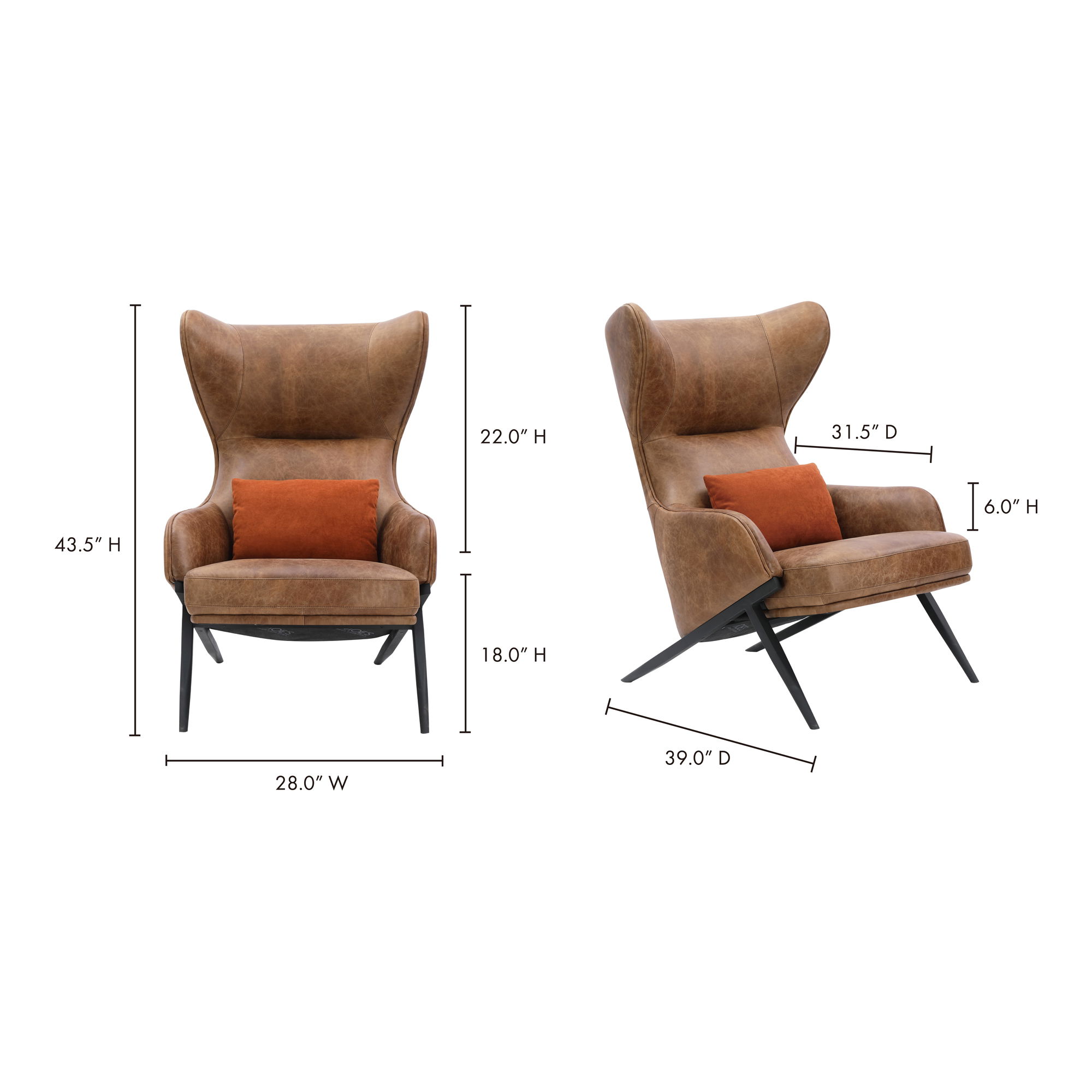 Amos Leather Accent Chair large image 