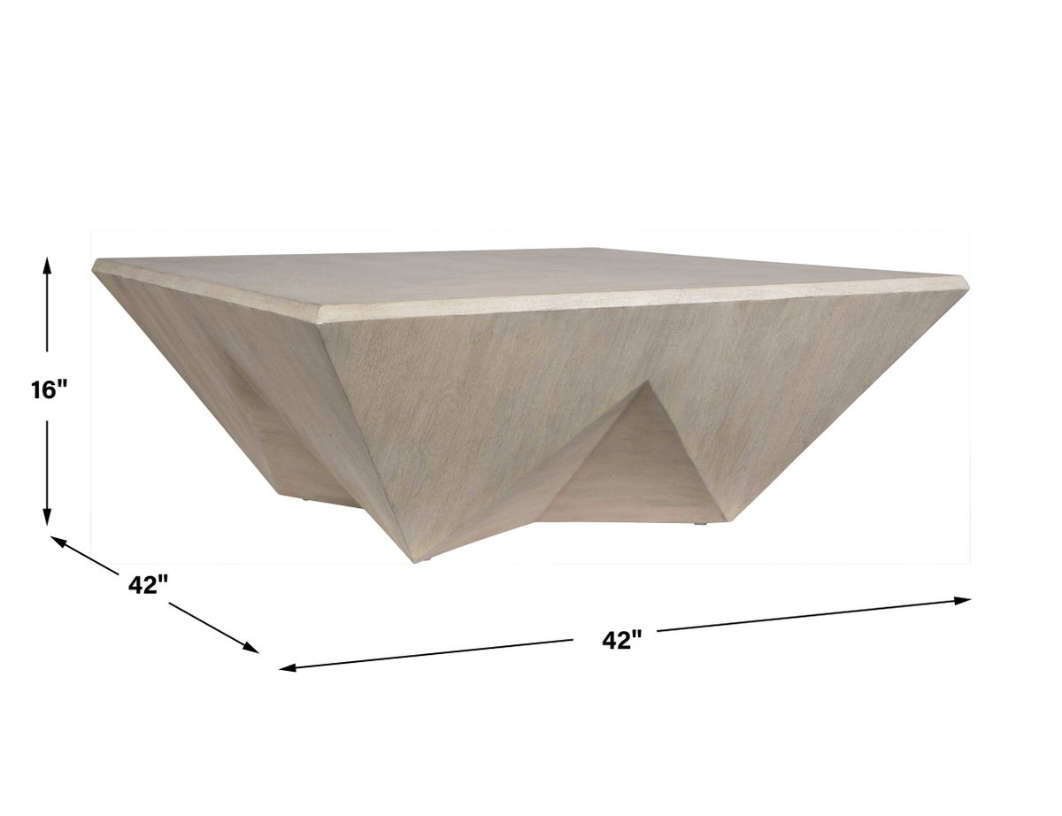 Collins Modern Light Gray Coffee Table, by Uttermost, 42" width x 16" height x 42" depth View 3