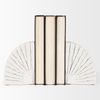 Stept White Marble Bookends with rough carving (set of 2), by Mercana, 4.5" length x 2.5" width x 5.5" height thumbnail 2