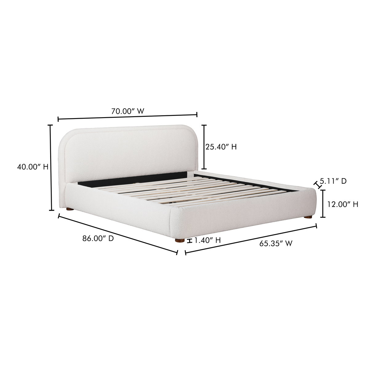 Colin Queen Bed Oatmeal, by Moe's Home, 70" width x 40" height x 86" depth View 14
