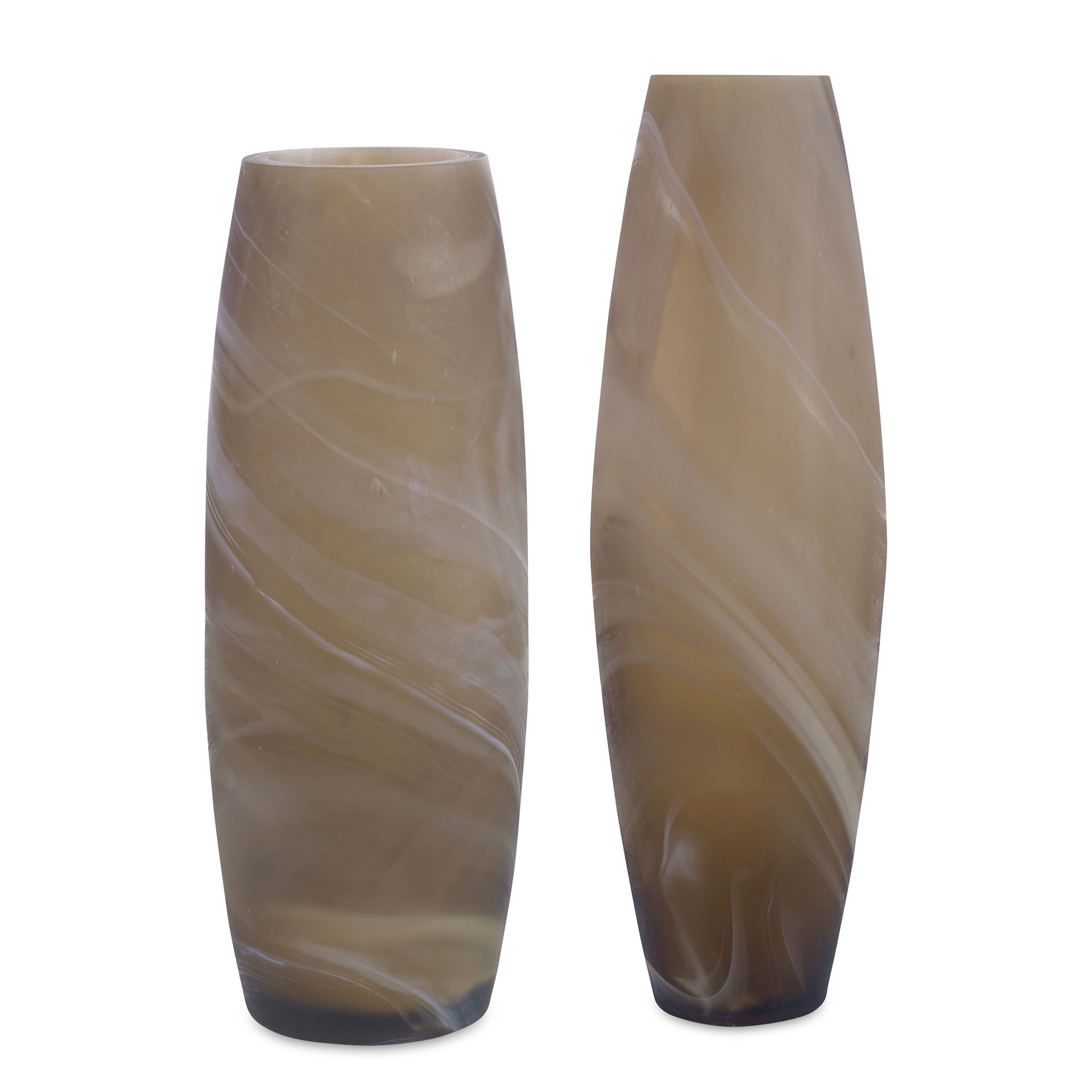 Delicate Swirl Caramel Glass Vases, Set/2 large image 
