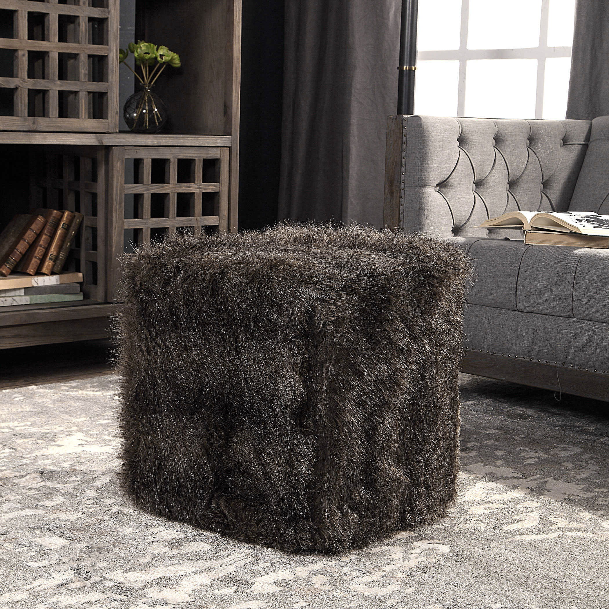 Jayna Fur Ottoman large image 