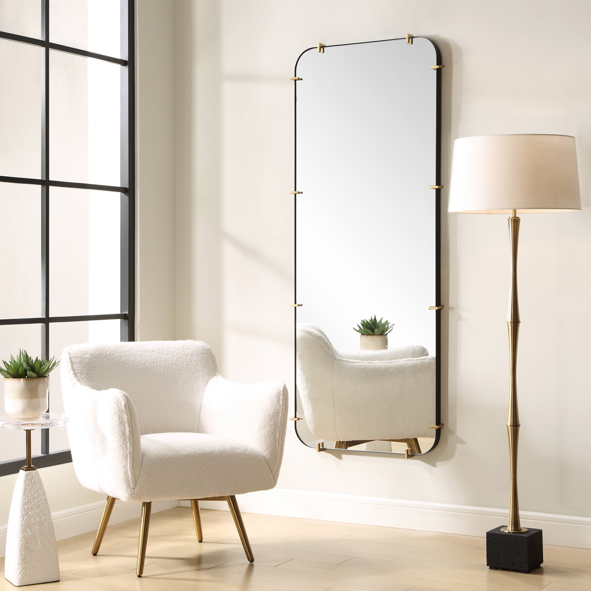 Pali Industrial Dressing Mirror, Floor Mirror by Uttermost, 29.37" width x 73.5" height x 2.5" depth View 2