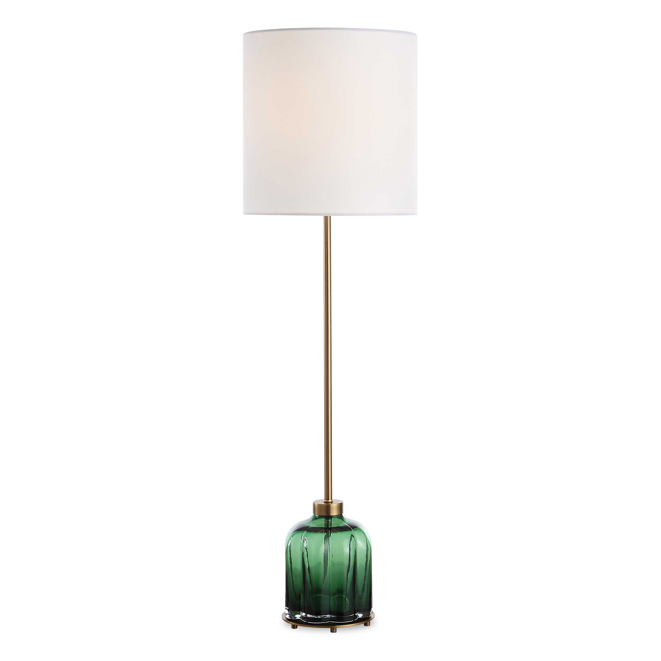 Lois Green Glass Buffet Lamp, by Uttermost, 11" width x 37" height x 11" depth View 1
