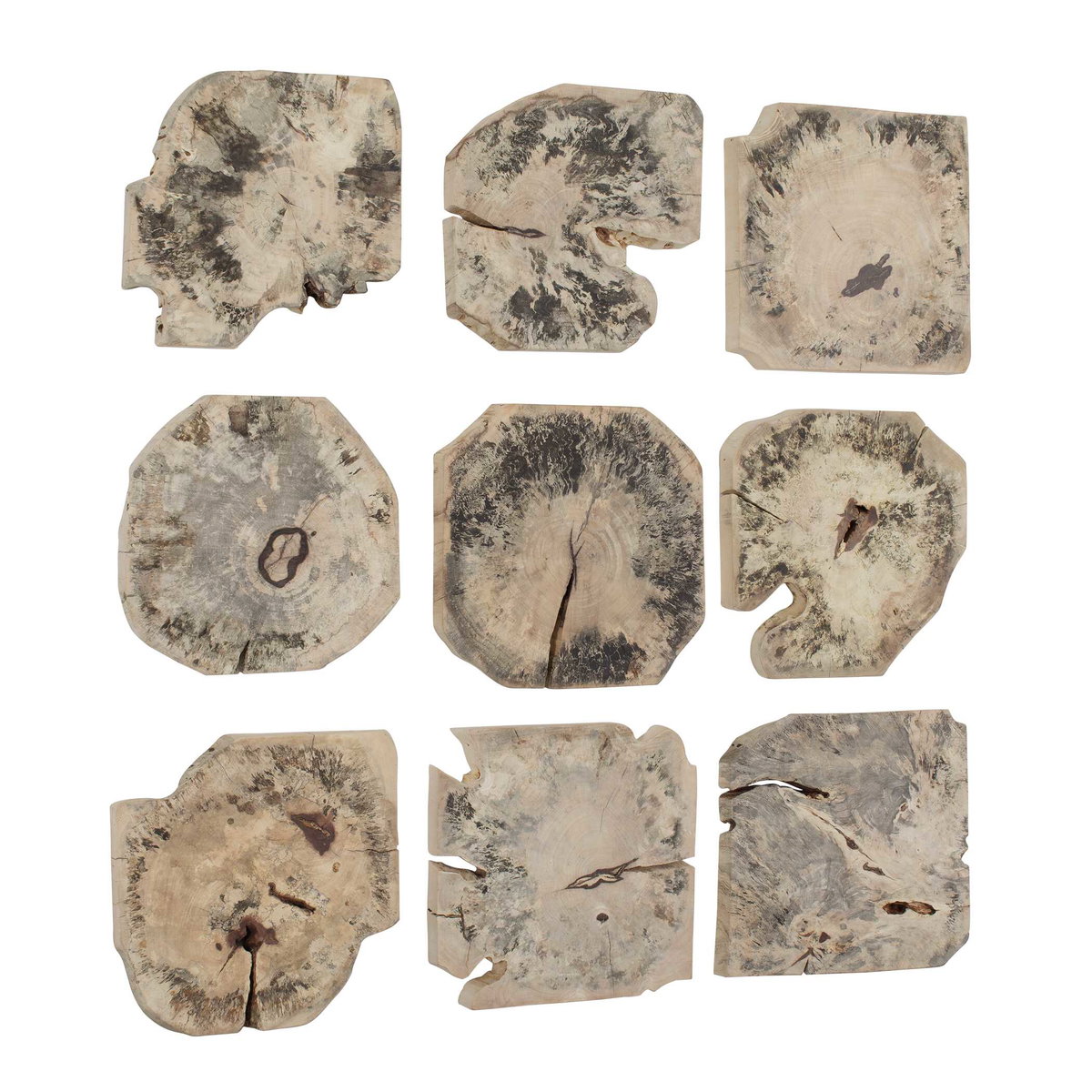 Bahati Wood Bleached Wall Decor Set/9, Sculptural Wall Art by Uttermost, 16" width x 16" height x 1.37" depth View 3