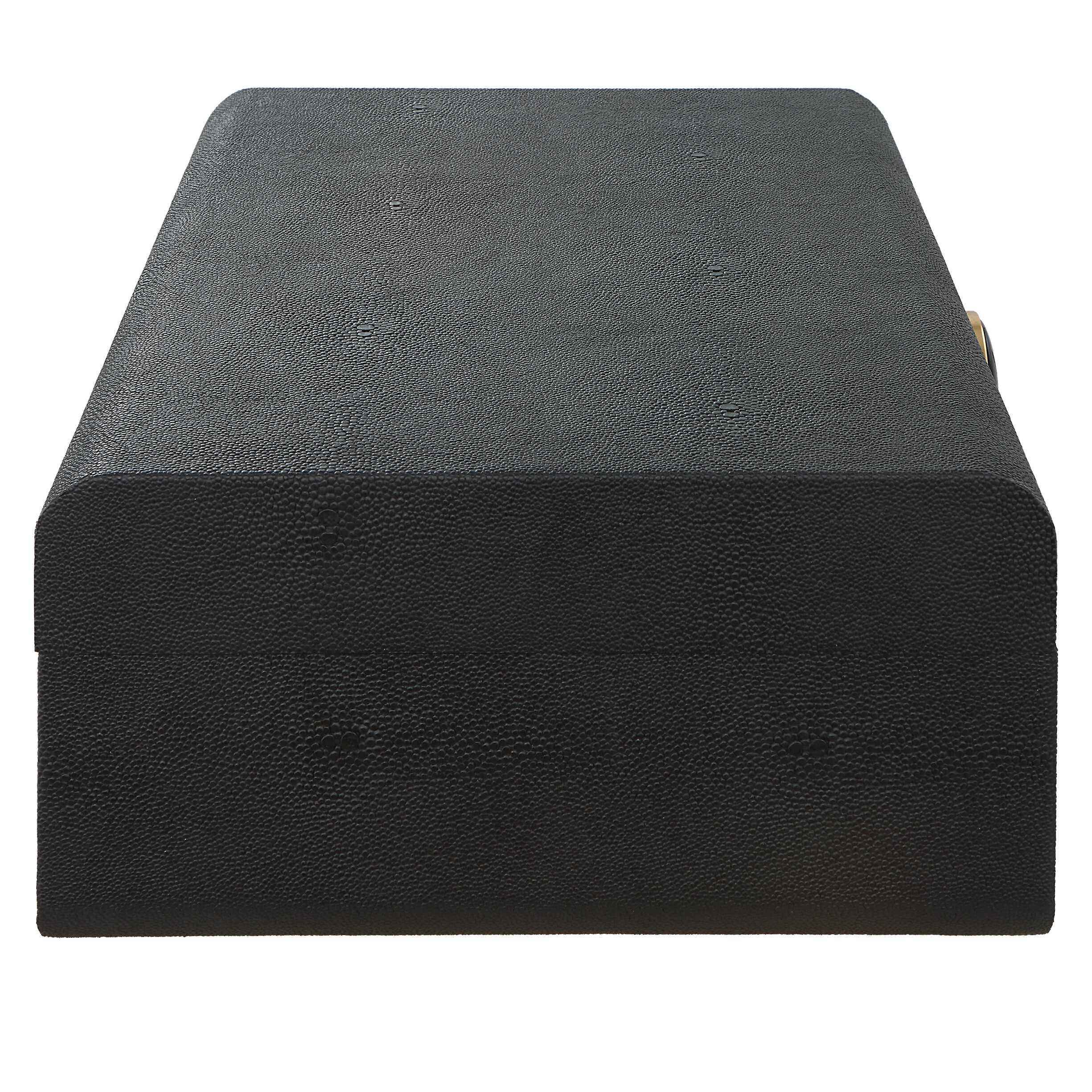 Lalique Black Shagreen Box, Decorative by Uttermost, 12.87" width x 4.5" height x 9" depth View 5