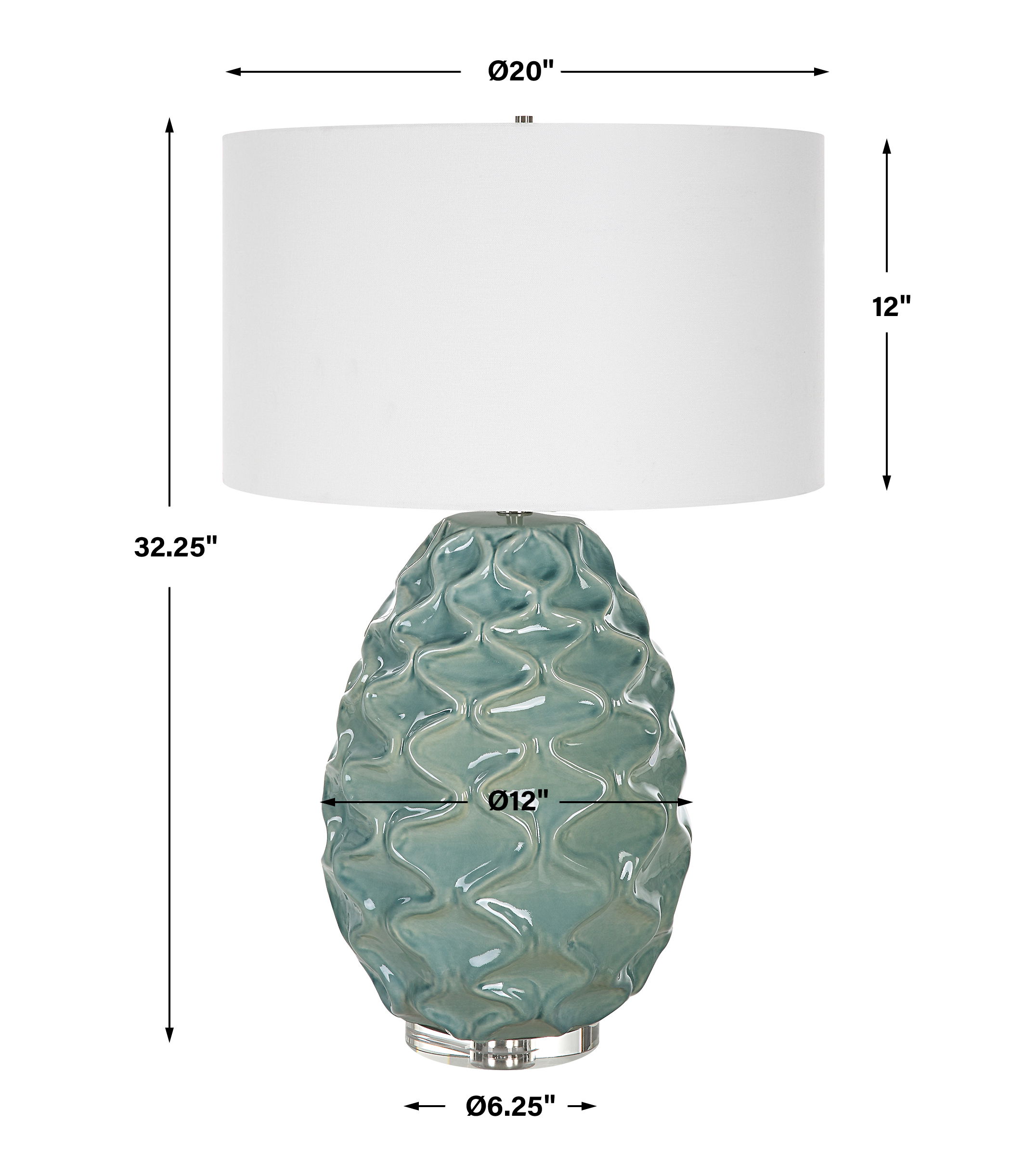 Laced Up Sea Foam Glass Table Lamp large image 