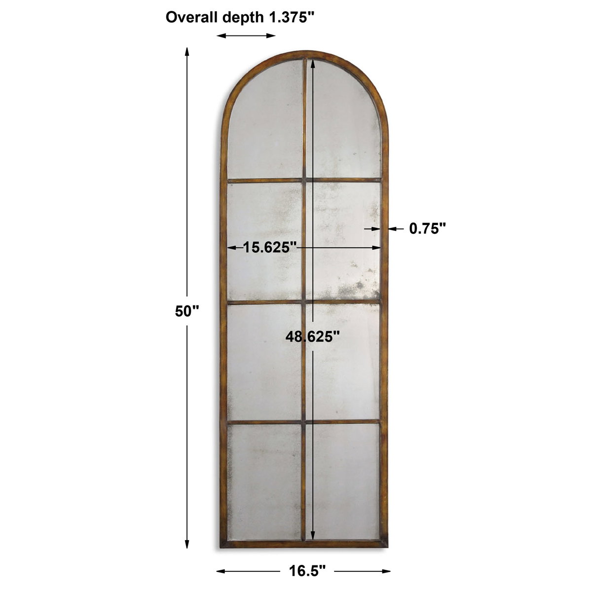 Amiel Arched Brown Mirror, by Uttermost, 1'4.5" width x 4'2" height x 1.37" depth View 3