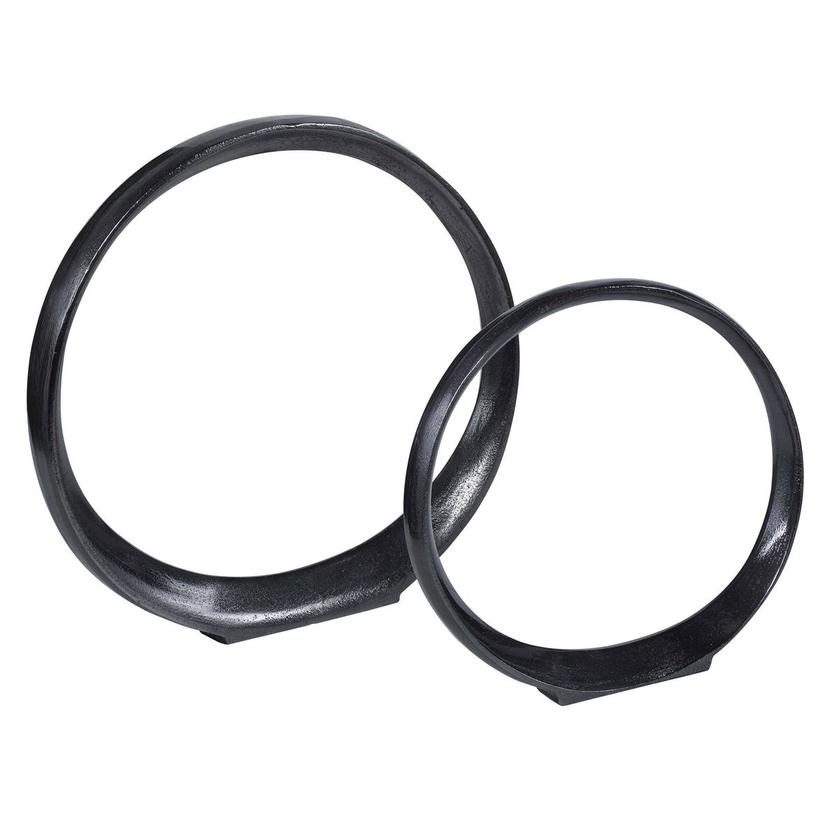 Orbits Black Ring Sculptures Set/2, Figurines & Statue by Uttermost, 14.25" width x 14" height x 2" depth View 4