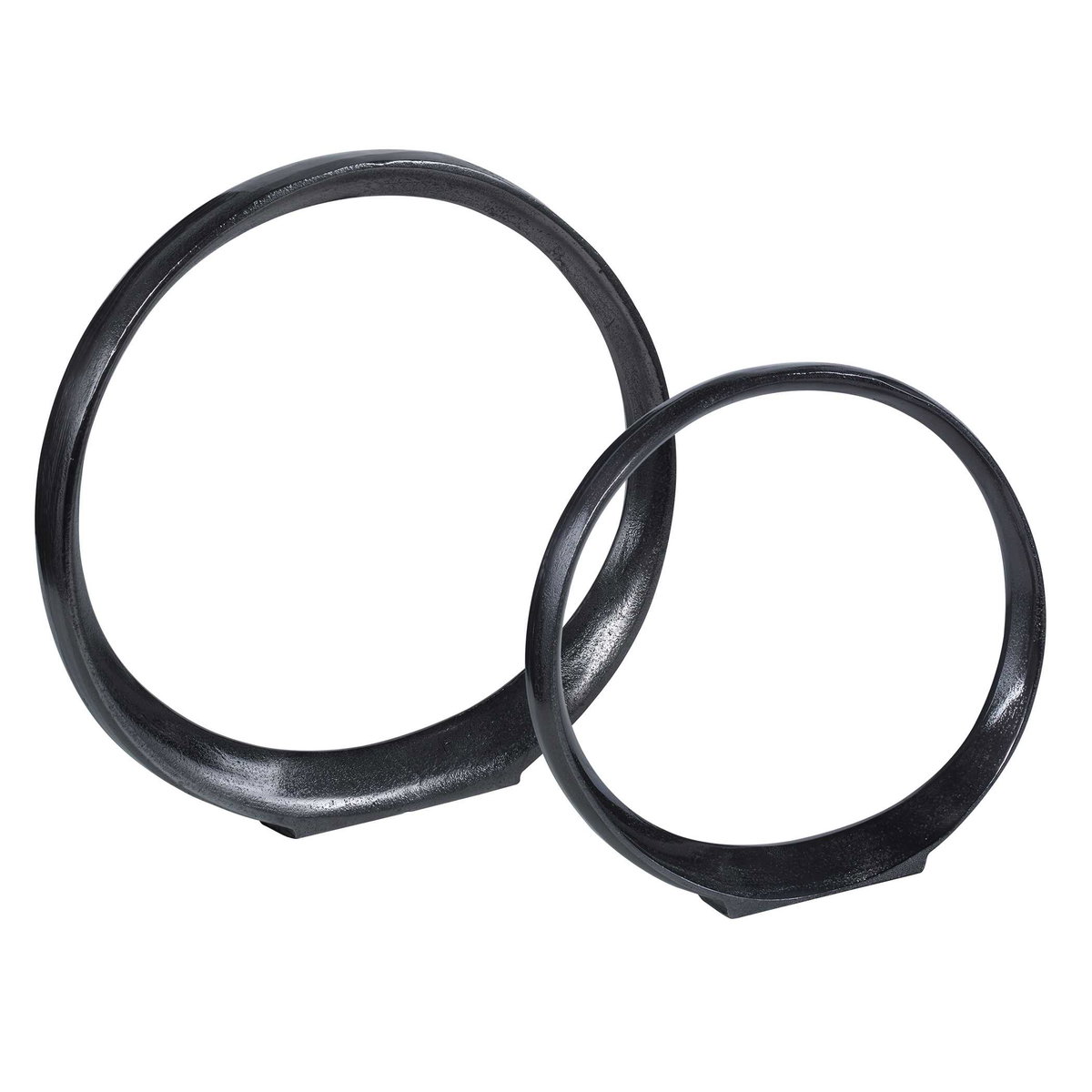 Orbits Black Ring Sculptures Set/2, Figurines & Statue by Uttermost, 14.25" width x 14" height x 2" depth View 4