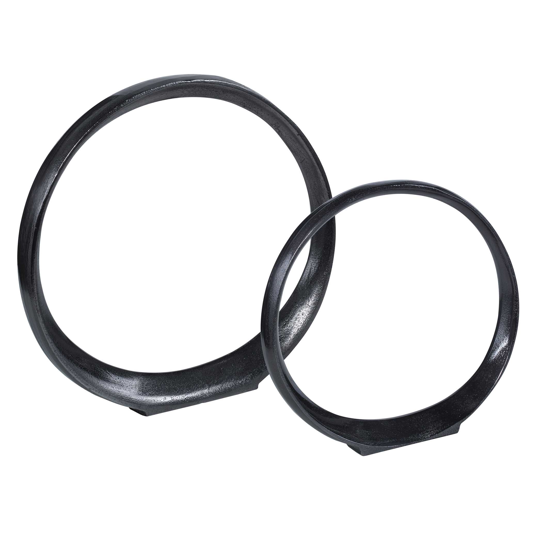 Orbits Black Ring Sculptures Set/2 large image 