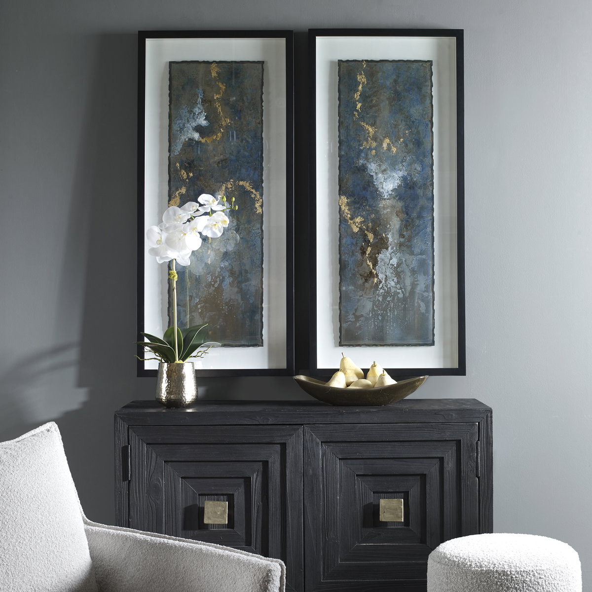 Glimmering Agate Abstract Prints Set/2, Art by Uttermost, 19.5" width x 43.5" height x 1.5" depth View 2