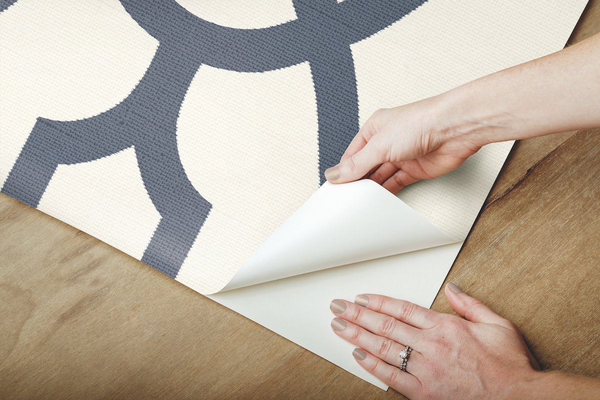 Magnolia Home Woven Trellis Blue & White Peel & Stick Wallpaper, by York Wall, 20' length x 1'8.5" width x 0.02" depth View 5