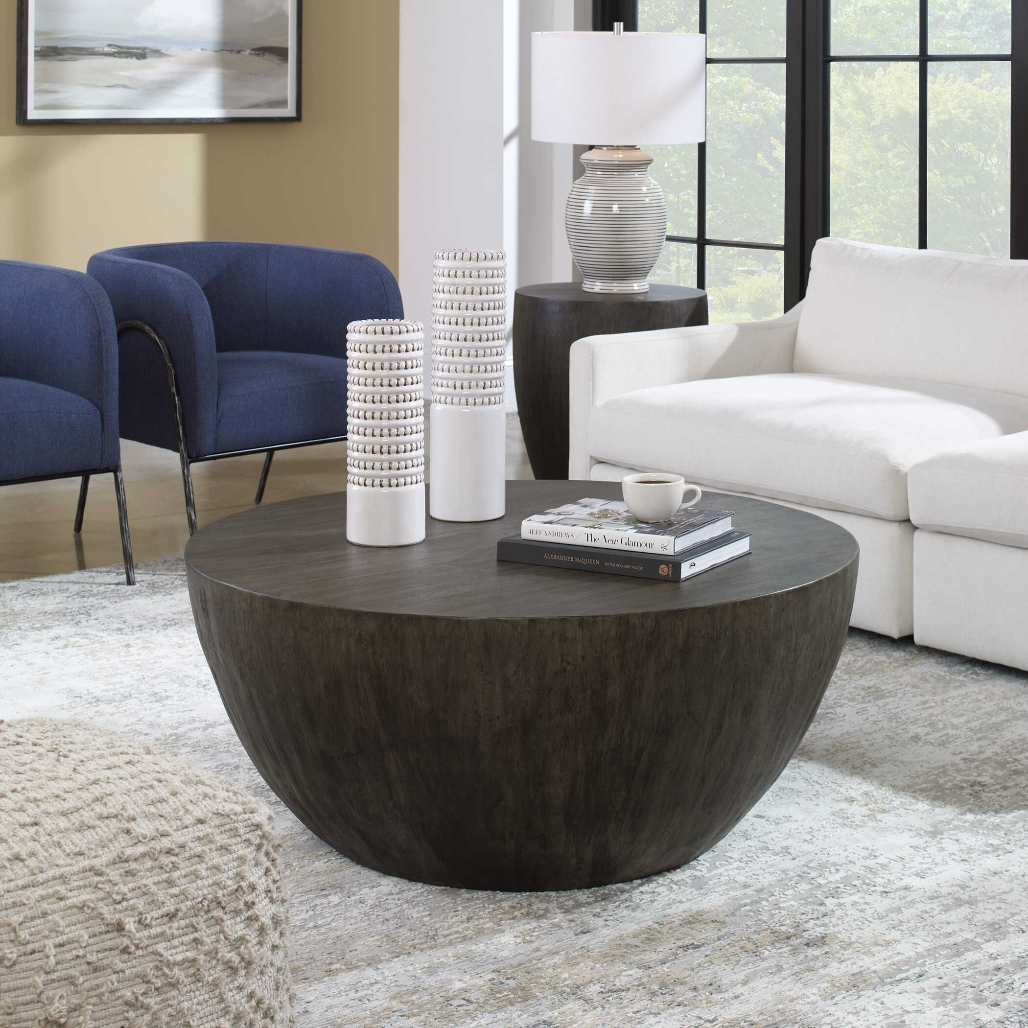 Lark Round Wood Coffee Table, Furniture by Uttermost, 42" width x 18" height x 42" depth View 2
