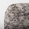 Falguni  Gray Leather and Cotton Patterned Pouf, Ottoman by Mercana, 16" length x 16" width x 16" height thumbnail 5