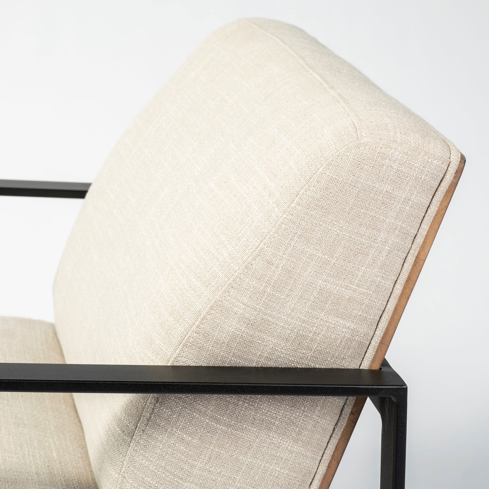 Stamford Light Beige Upholstered Seat with Wood Back, Metal Frame Accent Chair large image 