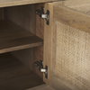 Grier 65' Light Brown Wood with Cane Media Console, by Mercana, 65" length x 18.75" width x 23" height thumbnail 10