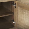 Grier 65' Light Brown Wood with Cane Media Console, by Mercana, 65" length x 18.75" width x 23" height thumbnail 9