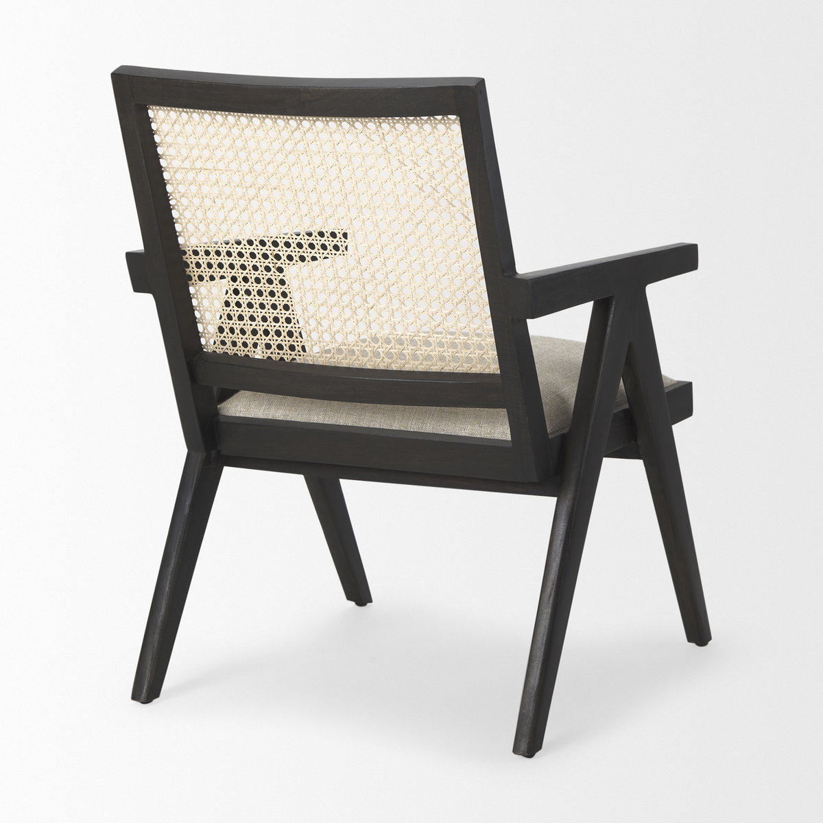 Donna Cane Back Dining Side Chair | Natural Linen with Black Wood, Dining Chair by Mercana, 21.65" length x 21.65" width x 32" height View 7