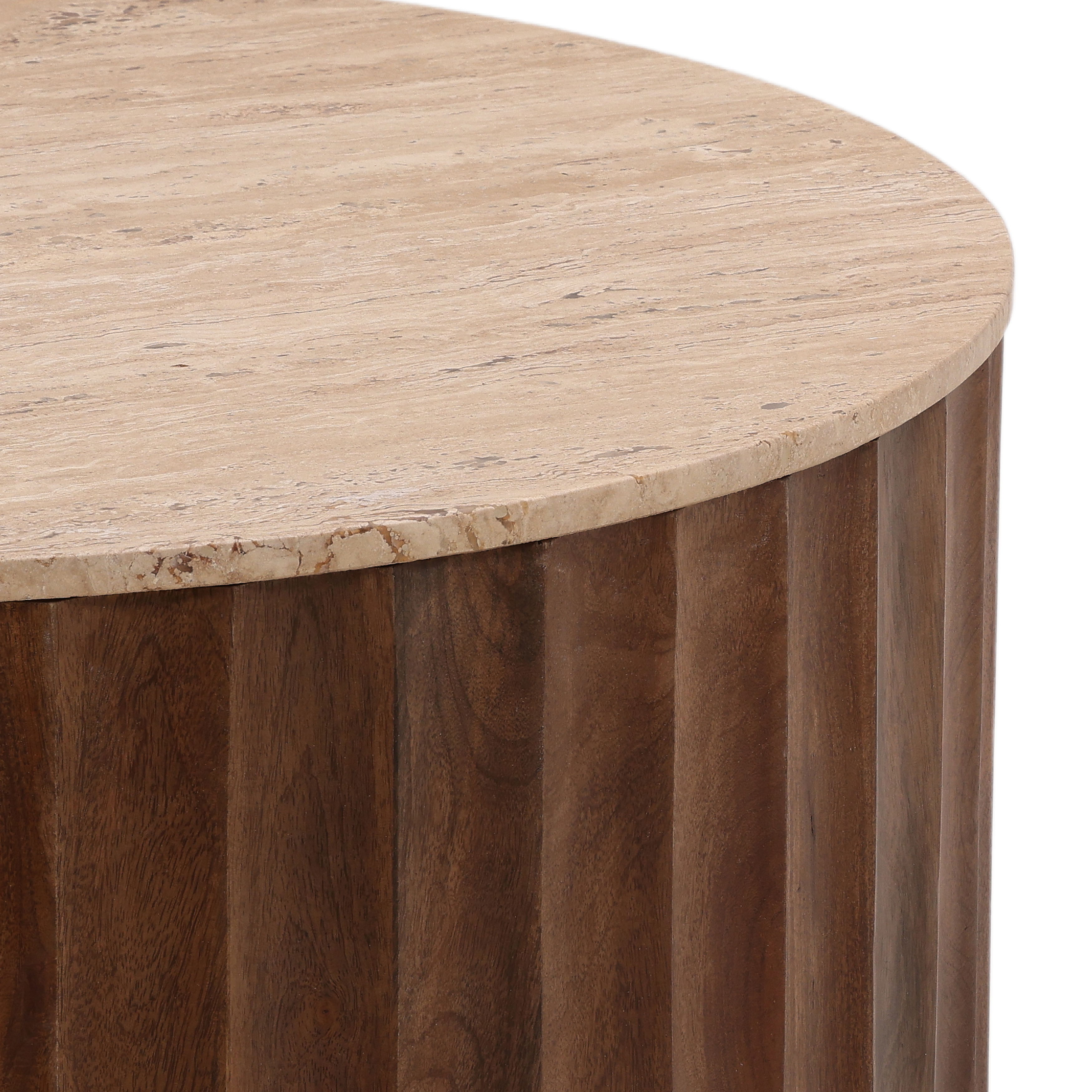 Milburn Coffee Table Brown, by Dovetail, 35" width x 16" height x 35" diameter x 35" depth View 4