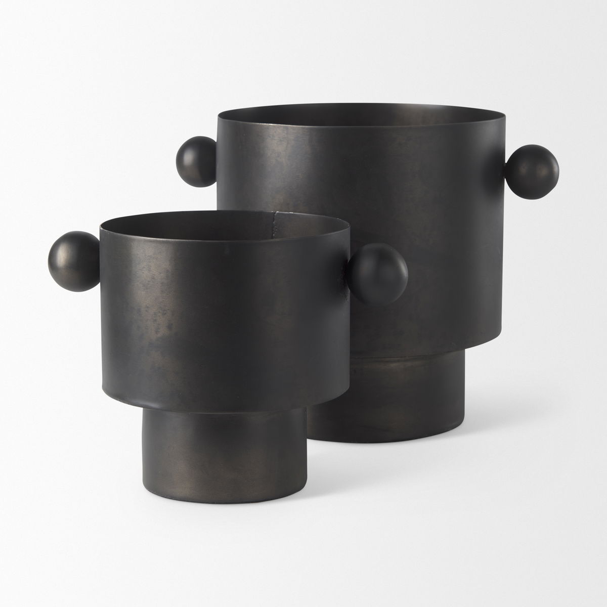 Juno 6.5H Medium Black Iron Vase, by Mercana, 8.5" length x 6" width x 6.5" height View 11