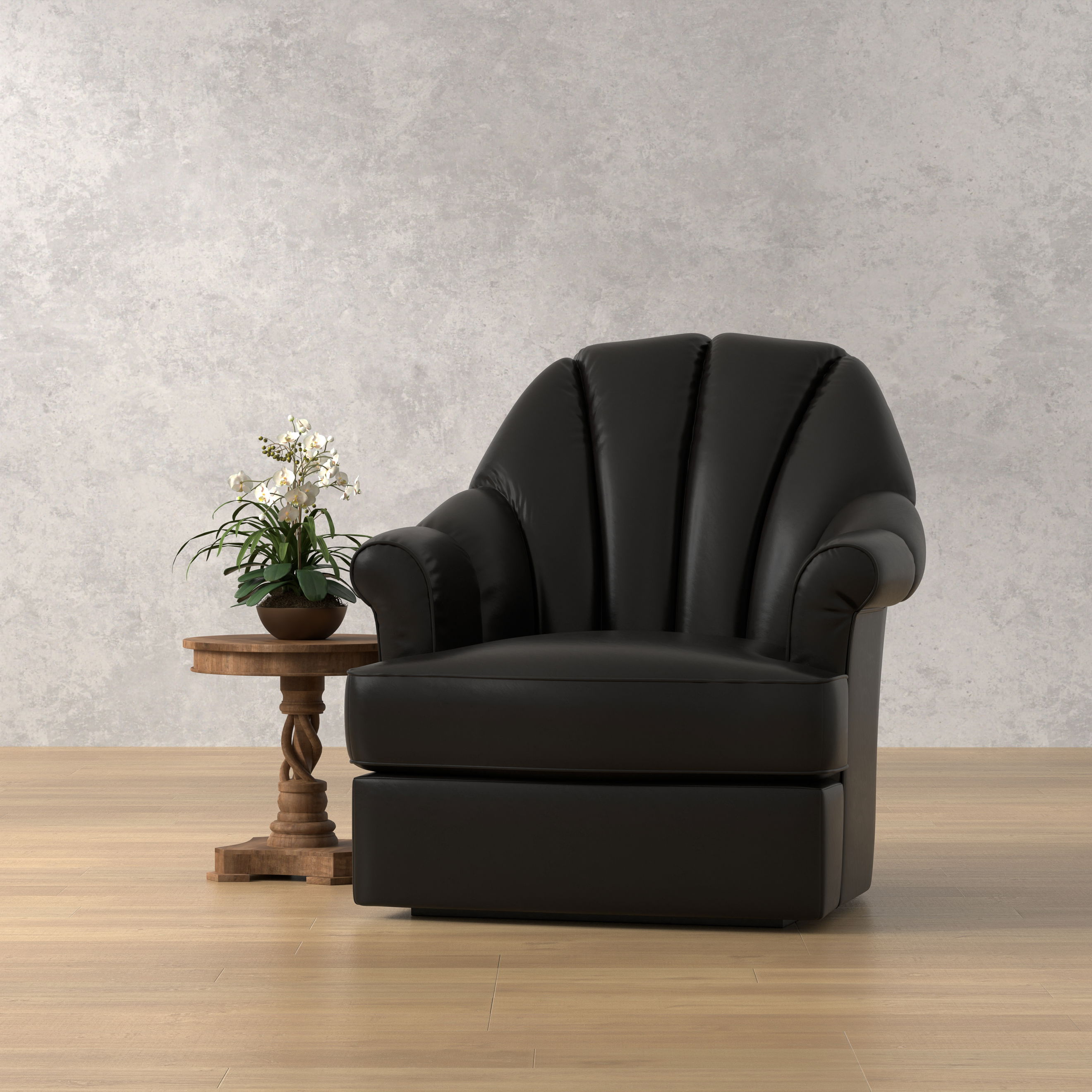 Scoth Swivel Chair In Distilled Lthr,Blk, Seating by Sarreid, 35" length x 39" width x 35" height View 13