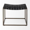Clarissa 22.0L x 16.0W x 16.75H Black Leather Woven Seat with Gold Metal Frame Stool, Benche by Mercana, 22" length x 16" width x 16.5" height thumbnail 4