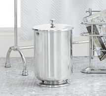 Online Designer Bathroom Mercer Lidded Waste Basket, Polished Nickel