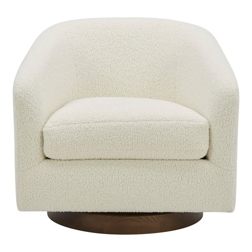 Oscy Swivel Chair Faux Shearling White