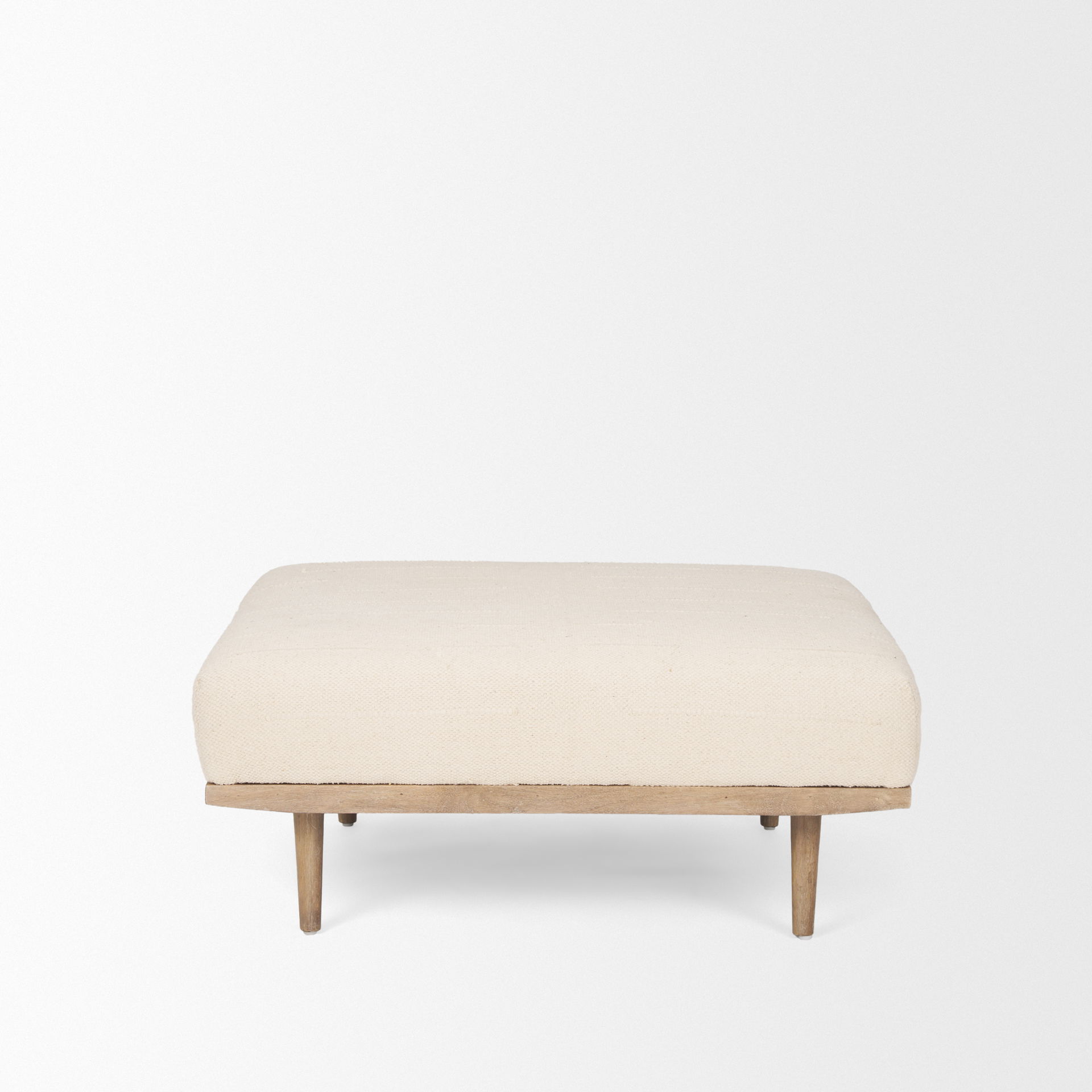 Shae Brown Wood with Oatmeal Fabric Ottoman, by Mercana, 37" length x 37" width x 16" height View 6
