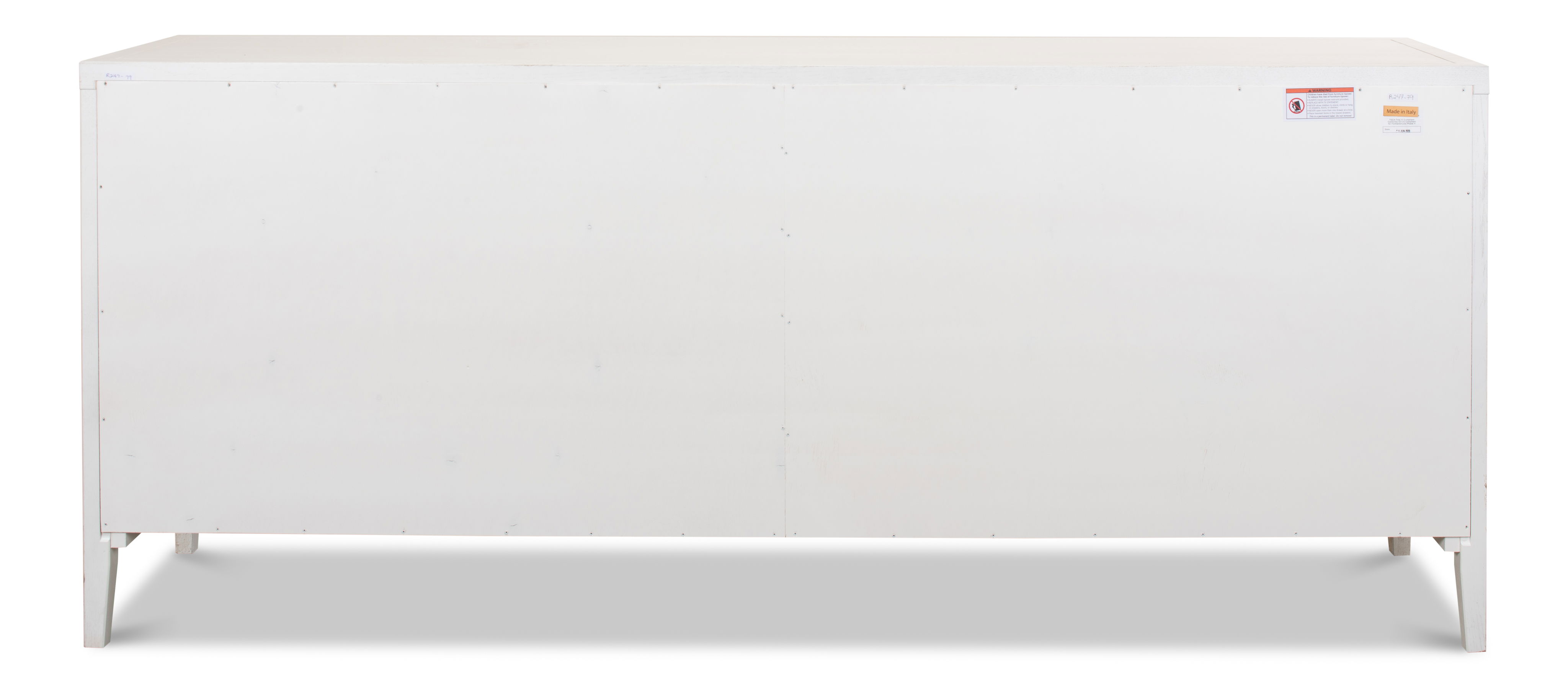 Blanco 4 Door Buffet, Cortina White, Cabinets & Sideboard by Sarreid, 80" length x 18" width x 34" height View 3