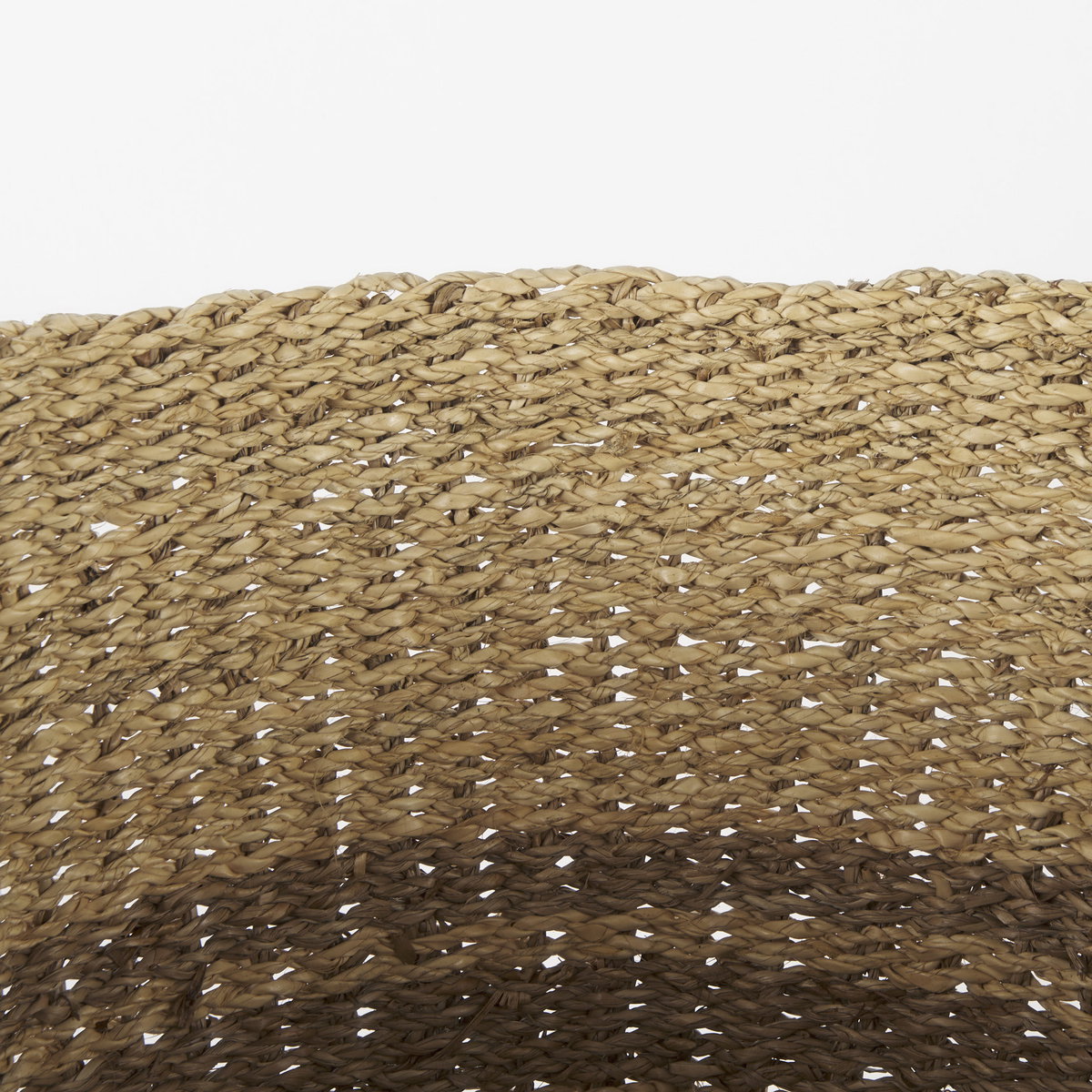 Vance  Light Brown Palm Leaf and Seagrass Round Basket with Handles, Bins & Basket by Mercana, 17.72" length x 17.72" width x 11.81" height View 5