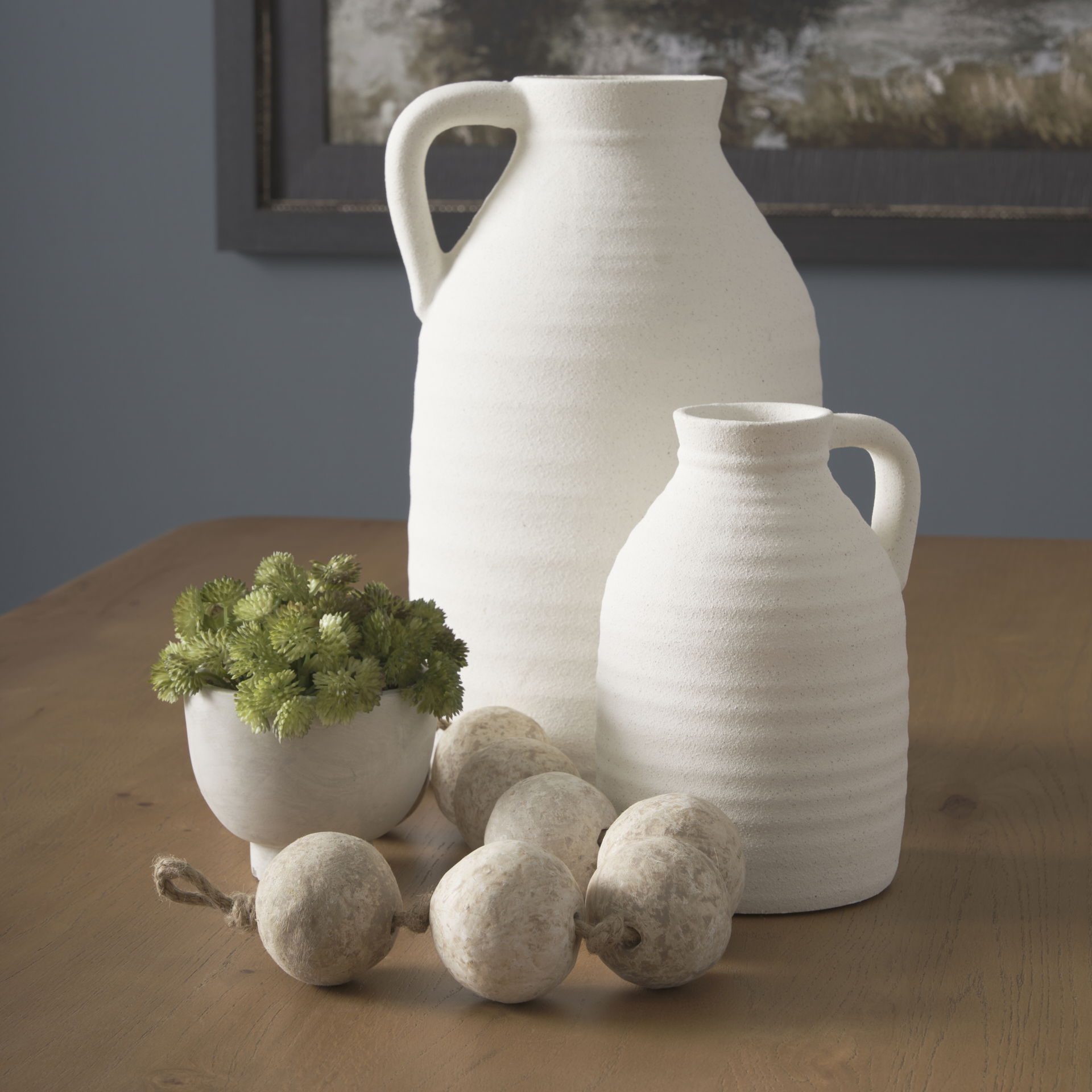 Varamala Beige Paper Mache Sphere Garland, Decorative Object by Mercana, 40" length x 2.5" width x 2.5" height View 3