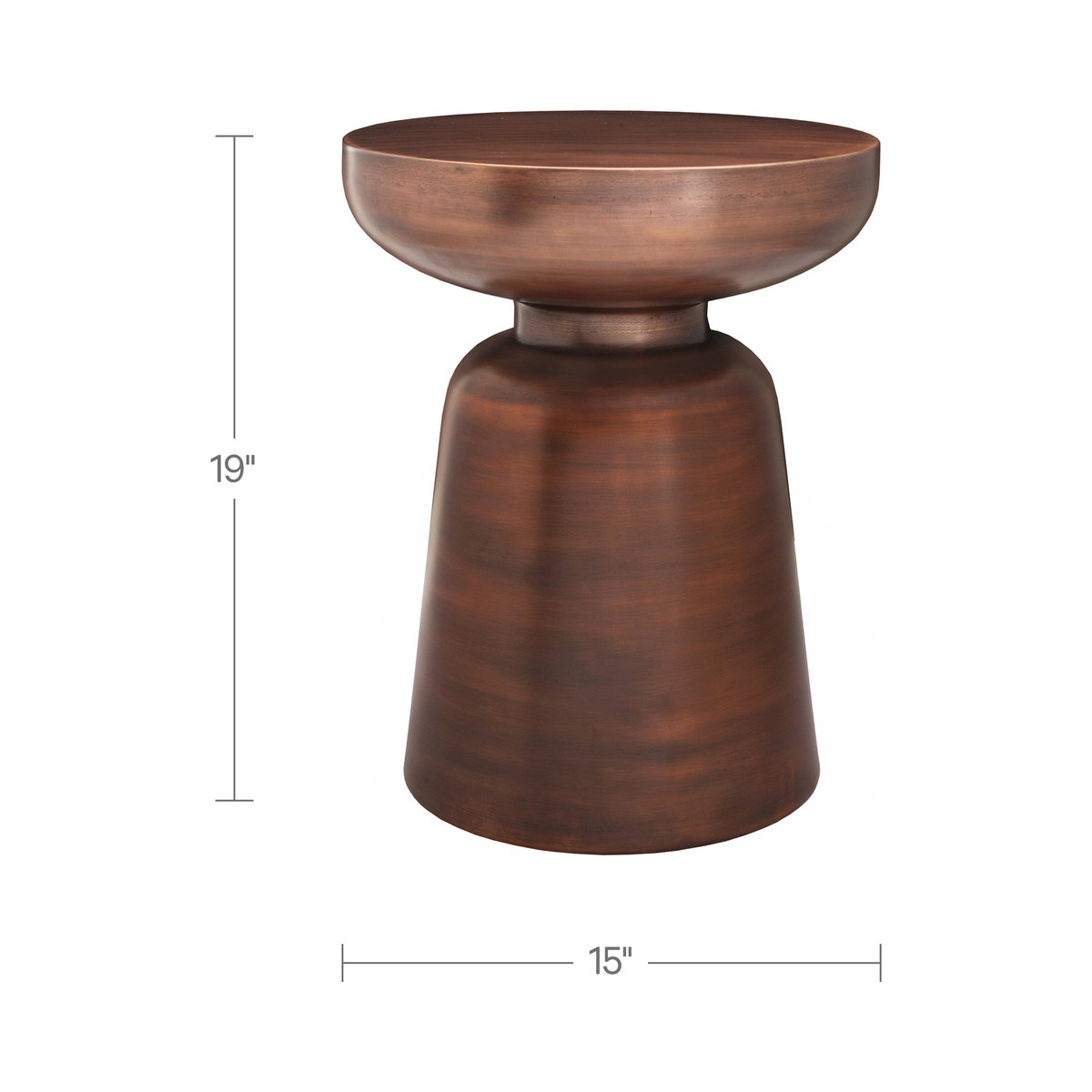 Arthur Accent Table Antique Copper, Side & End Table by Moe's Home, 15" width x 19" height x 15" depth View 6