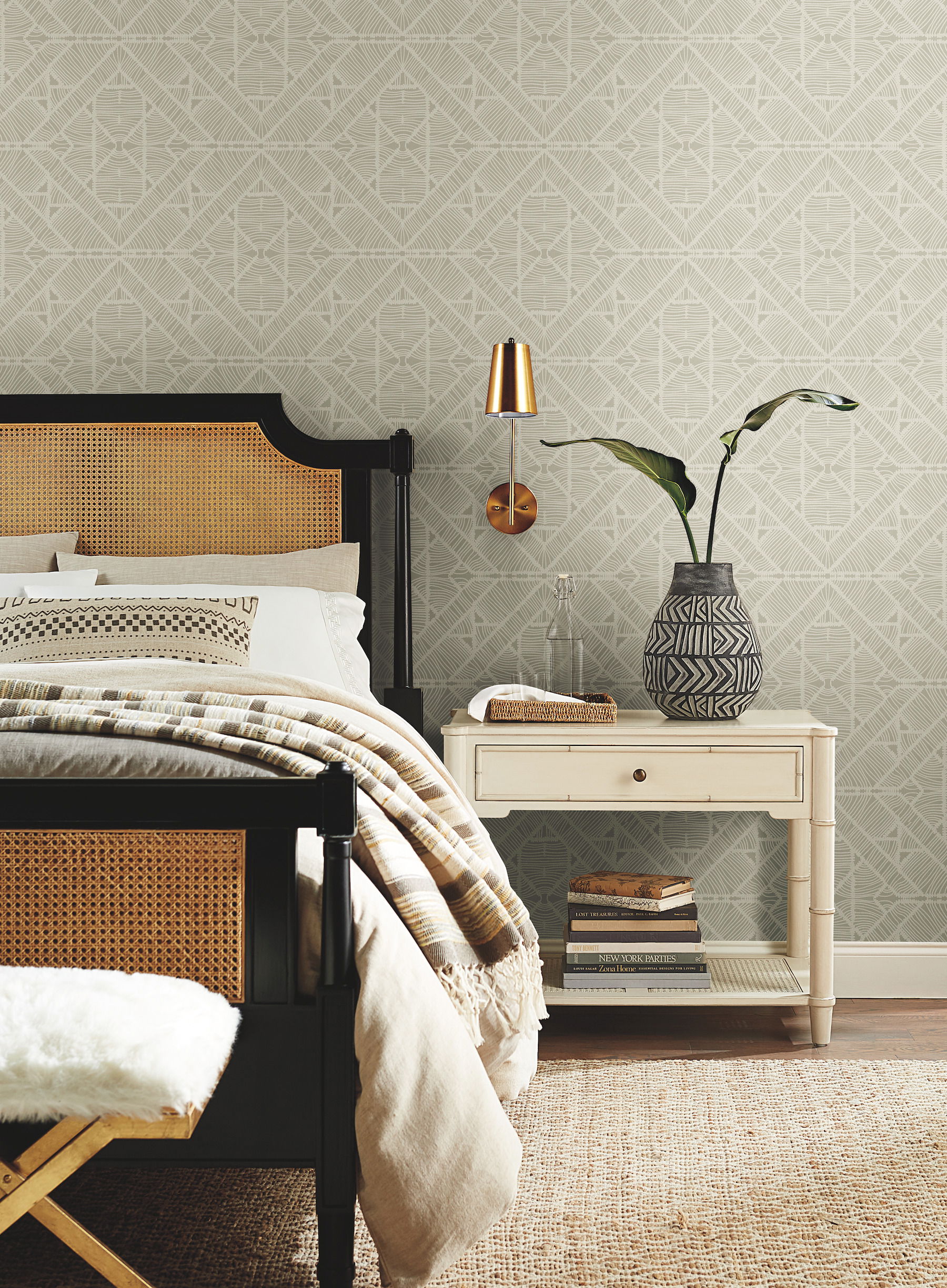 Diamond Macrame Taupe Wallpaper large image 