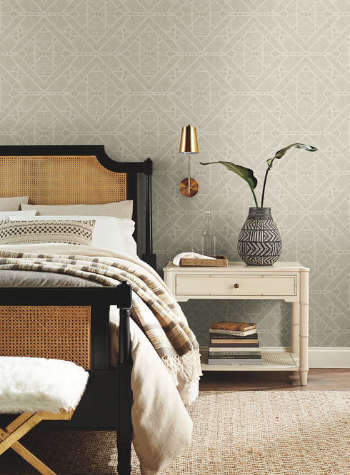 Diamond Macrame Taupe Wallpaper