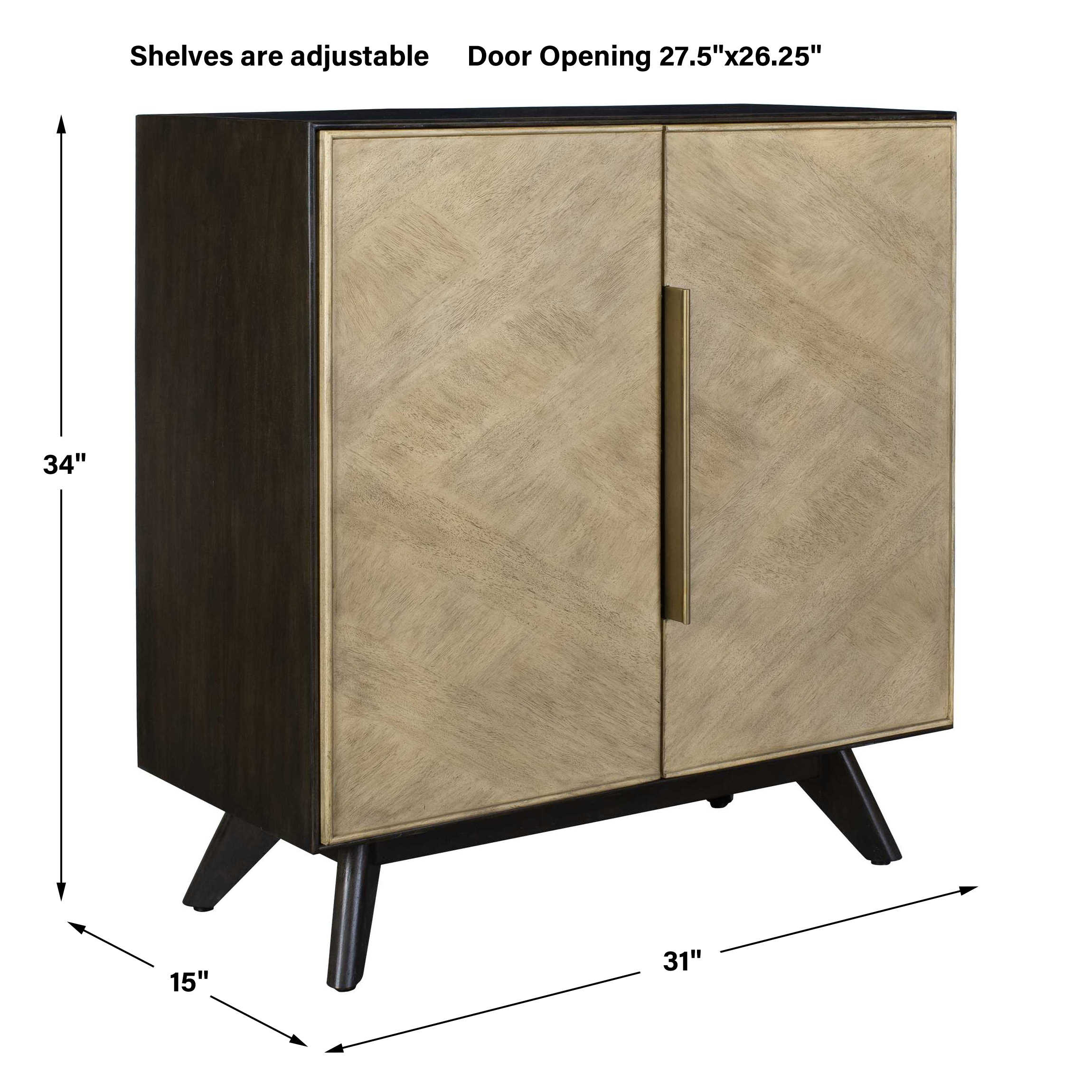 Reina Modern 2 Door Cabinet, Furniture by Uttermost, 31" width x 34" height x 15" depth View 3