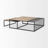 Miles Black Metal with Light Wood Nesting Coffee Table, by Mercana, 48" length x 48" width x 15" height thumbnail 6