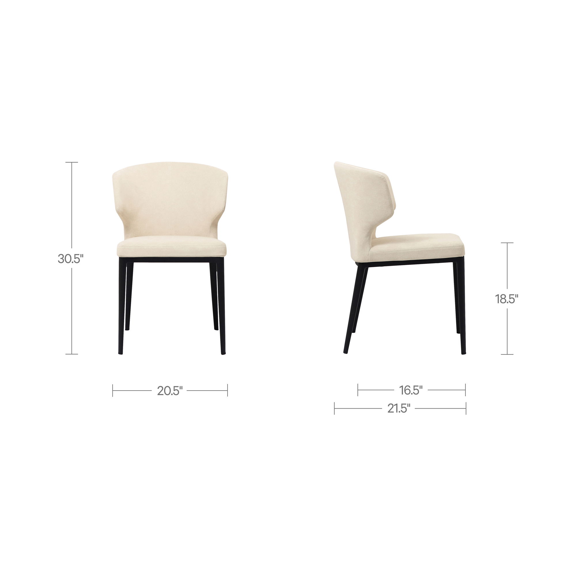 Delaney Dining Chair Warm Beige-set Of Two, by Moe's Home, 20.1" width x 30.7" height x 21.7" depth View 9