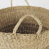 Vance  Light Brown Palm Leaf and Seagrass Round Basket with Handles, Bins & Basket by Mercana, 17.72" length x 17.72" width x 11.81" height thumbnail 4