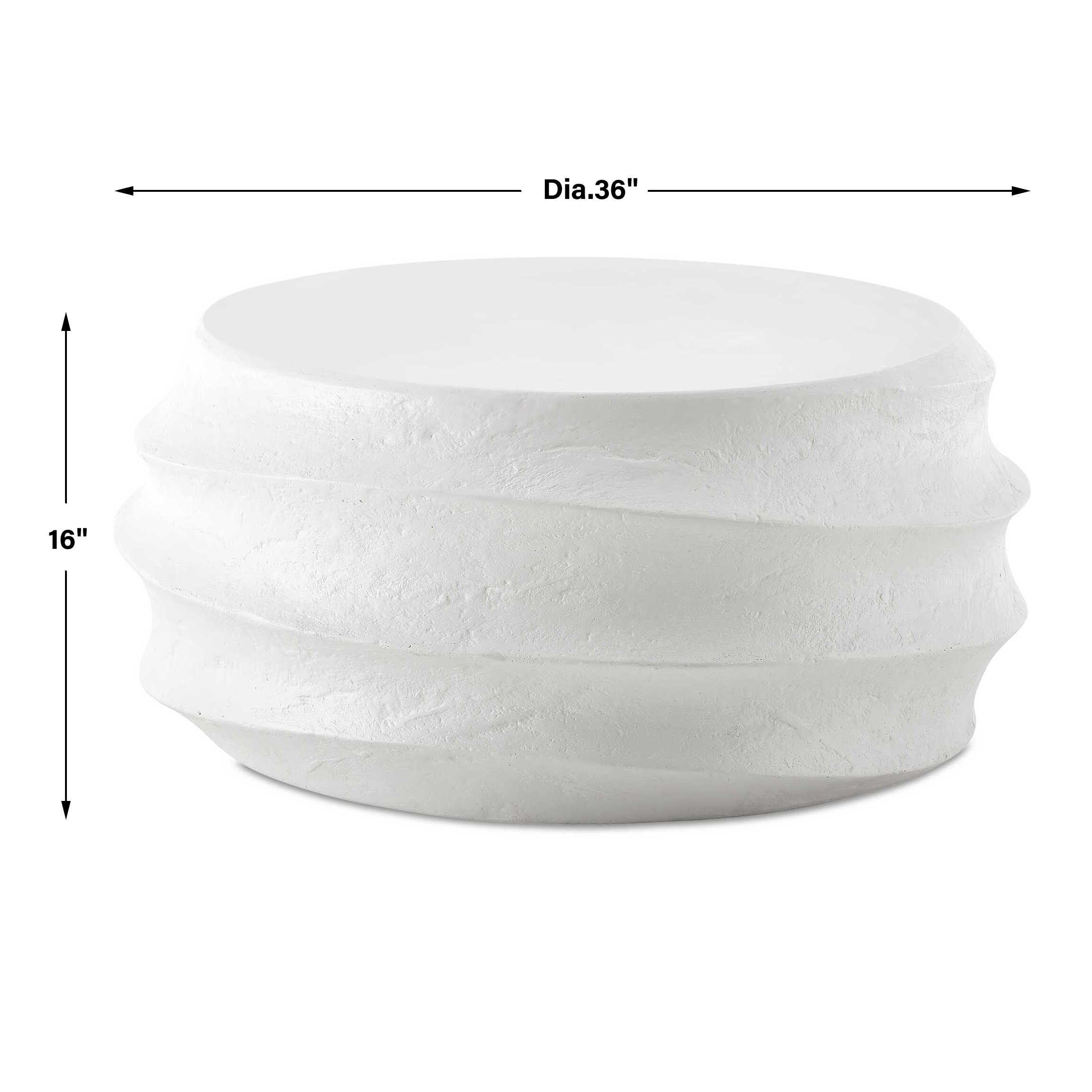 Winded Outdoor White Coffee Table, Furniture by Uttermost, 36" width x 16" height x 36" depth View 3