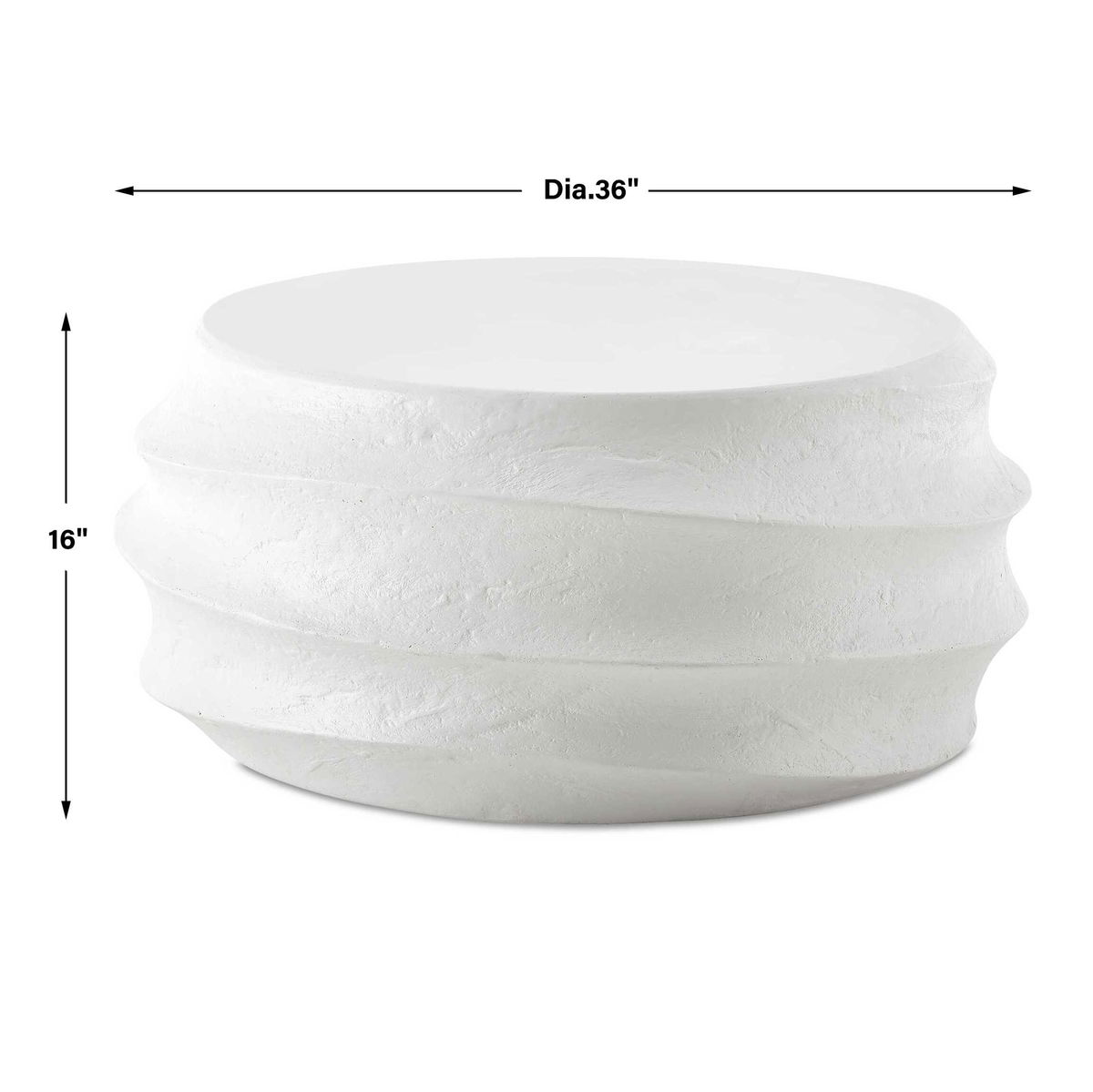 Winded Outdoor White Coffee Table, Outdoor Table by Uttermost, 3' width x 1'4" height x 3' depth View 3