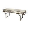 Jessie 55L x 16W White/Gray Hair-On-Hide Seat with Gold Metal Base Accent Bench, Benche by Mercana, 55" length x 16" width x 20" height thumbnail 1