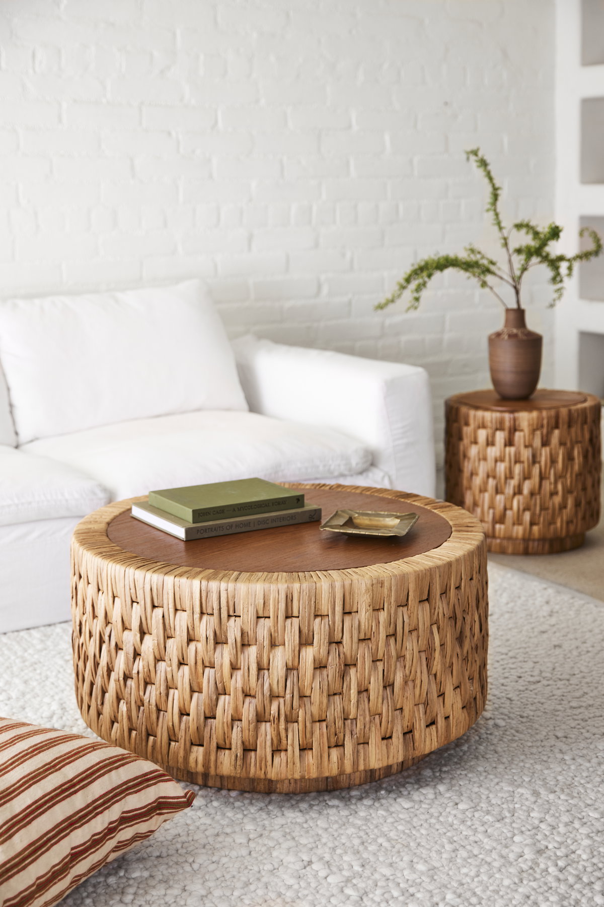 Puebla Woven Coffee Table, 17.75" height x 35" diameter View 9