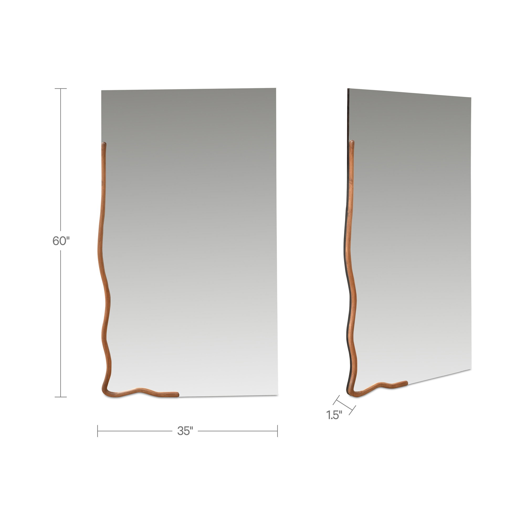 Leni Large Mirror Brown, by Moe's Home, 35" width x 60" height x 1.5" depth View 5