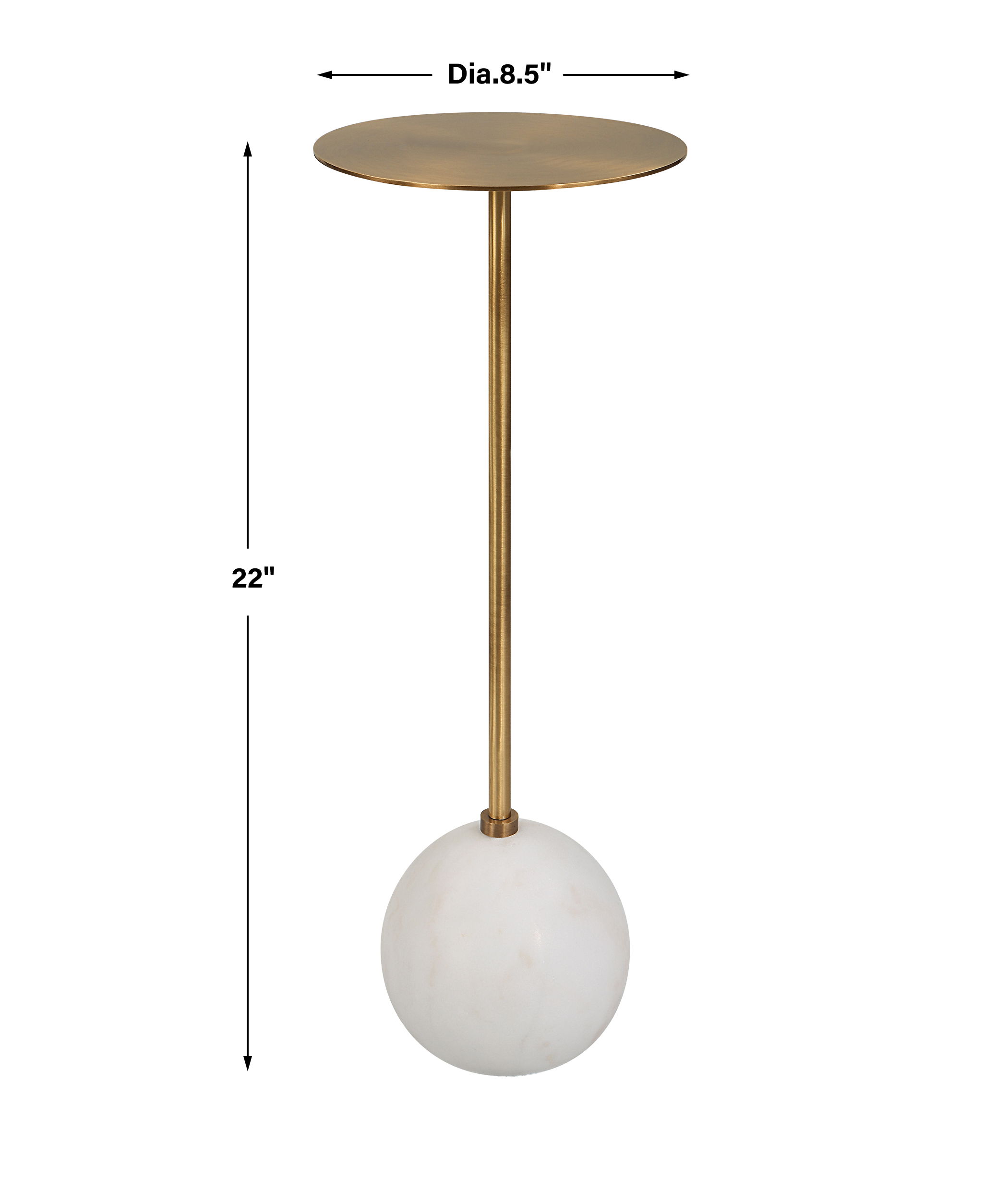 Gimlet White Drink Table, Furniture by Uttermost, 8.5" width x 22" height x 8.5" depth View 3